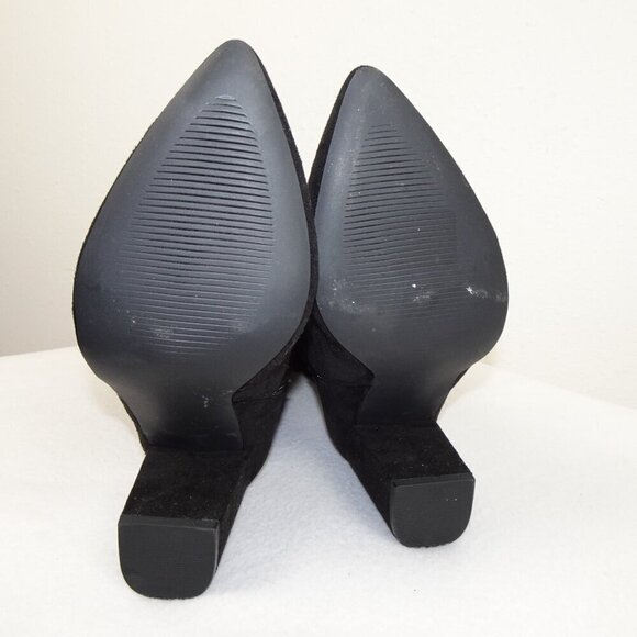 JustFab Aubriana Boots Over The Knee Heeled Suede Women's Size 8 Black Vegan - Picture 9 of 13